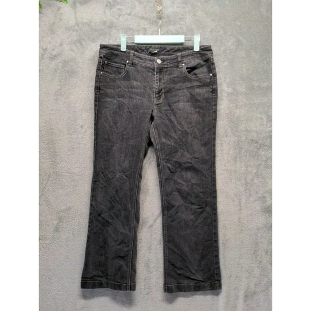 WHITE HOUSE BLACK MARKET Women Jean Mid Rise Straight Leg Charcoal W:35 L:29.5 - Picture 2 of 9